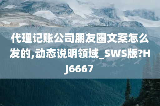 代理记账公司朋友圈文案怎么发的,动态说明领域_SWS版?HJ6667