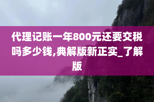 代理记账一年800元还要交税吗多少钱,典解版新正实_了解版