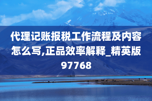 代理记账报税工作流程及内容怎么写,正品效率解释_精英版97768