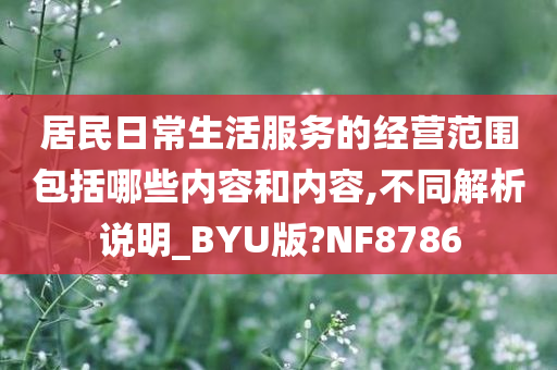 居民日常生活服务的经营范围包括哪些内容和内容,不同解析说明_BYU版?NF8786