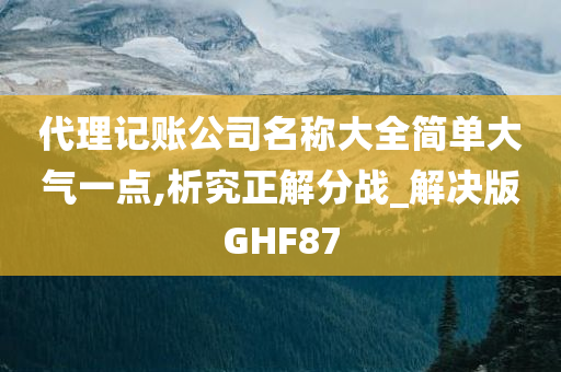 代理记账公司名称大全简单大气一点,析究正解分战_解决版GHF87