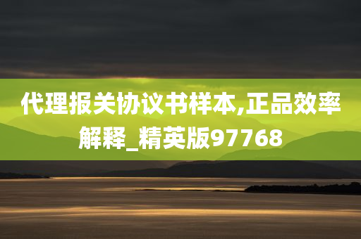 代理报关协议书样本,正品效率解释_精英版97768