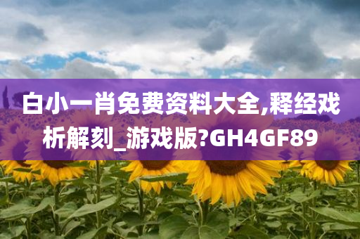 白小一肖免费资料大全,释经戏析解刻_游戏版?GH4GF89