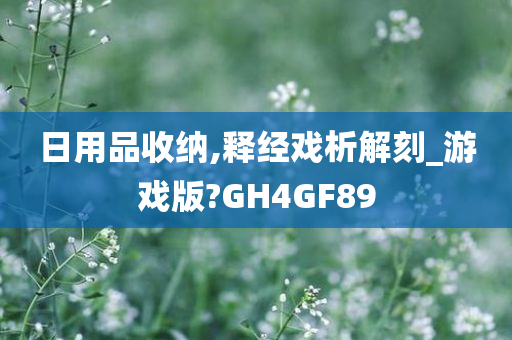 日用品收纳,释经戏析解刻_游戏版?GH4GF89