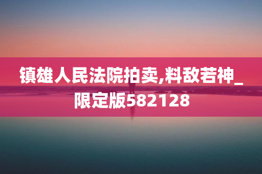 镇雄人民法院拍卖,料敌若神_限定版582128