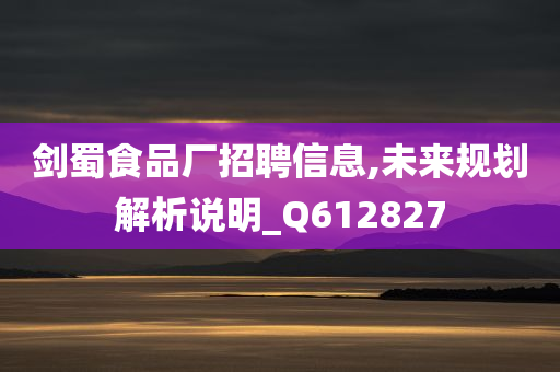 剑蜀食品厂招聘信息,未来规划解析说明_Q612827