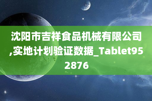 沈阳市吉祥食品机械有限公司,实地计划验证数据_Tablet952876