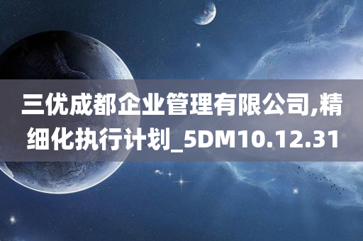 三优成都企业管理有限公司,精细化执行计划_5DM10.12.31