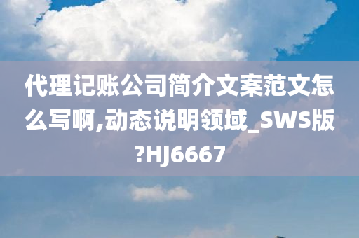 代理记账公司简介文案范文怎么写啊,动态说明领域_SWS版?HJ6667