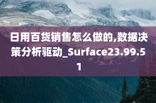 日用百货销售怎么做的,数据决策分析驱动_Surface23.99.51