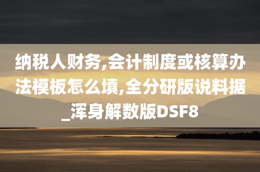 纳税人财务,会计制度或核算办法模板怎么填,全分研版说料据_浑身解数版DSF8